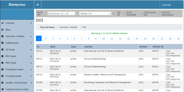 dovepress application index page
